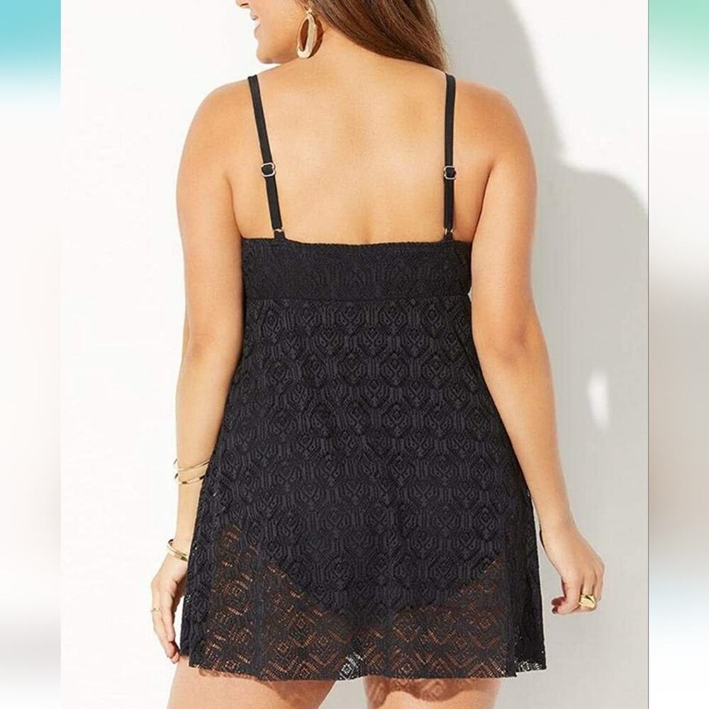 Swimsuits for all Crochet Side Slit Adjustable straps V neck Swimdress Size 20 - Picture 11 of 12